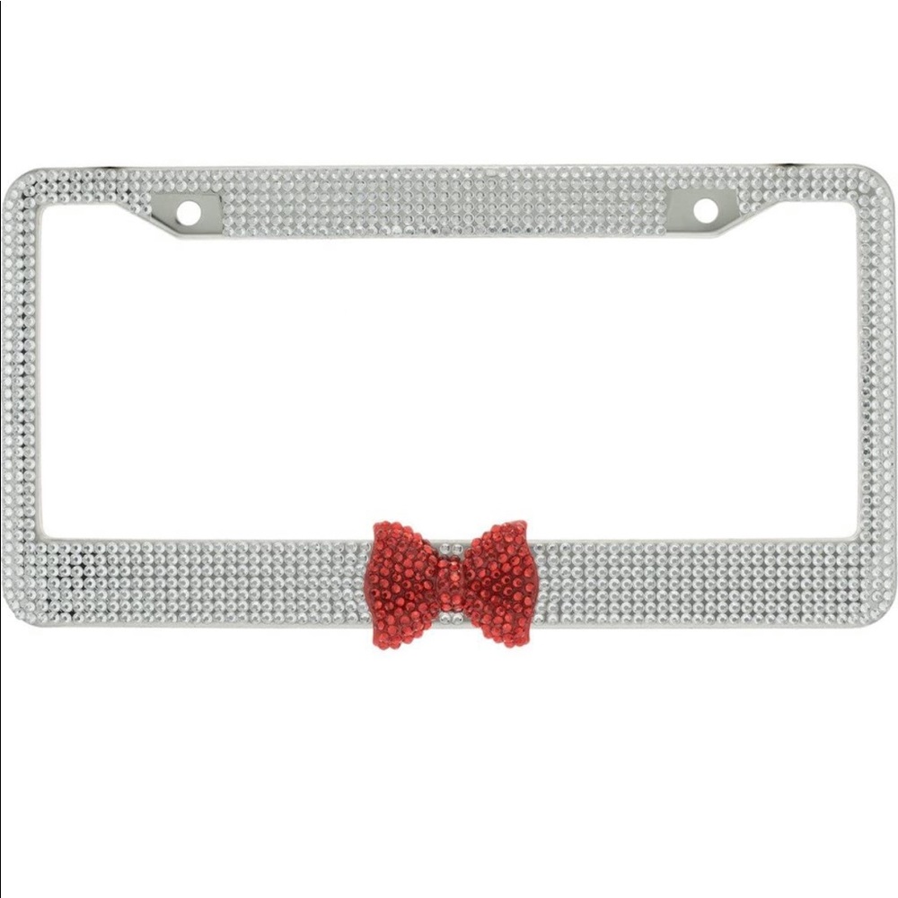 License Plate Frame Bow Rhinestone Bling